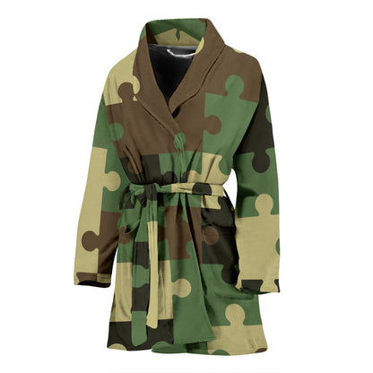 Puzzle Camo Pattern Print Design A03 Women Bathrobe