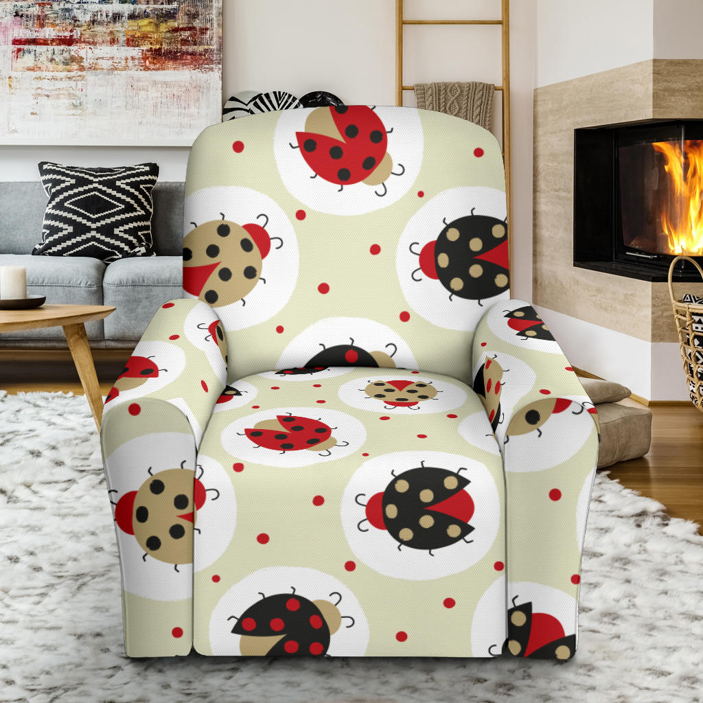 Ladybug Pattern Print Design 03 Recliner Slipcover with Pocket