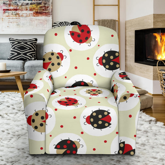 Ladybug Pattern Print Design 03 Recliner Slipcover with Pocket