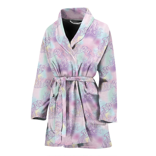Aquarius Zodiac Pattern Print Design 01 Women Bathrobe