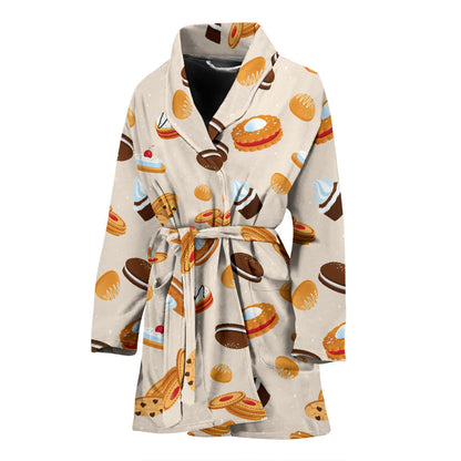 Biscuit Pattern Print Design 01 Women Bathrobe
