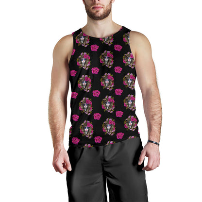 Day of the Dead Makeup Girl Men Tank Top