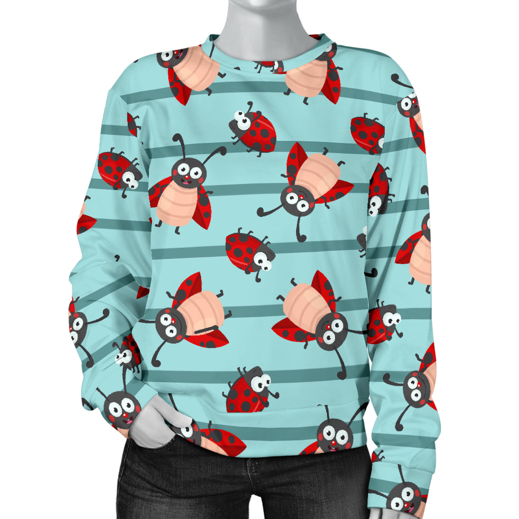 Ladybug Happy Print Pattern Women Long Sleeve Sweatshirt