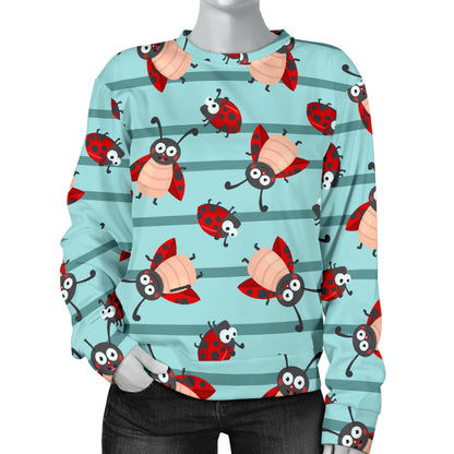 Ladybug Happy Print Pattern Women Long Sleeve Sweatshirt