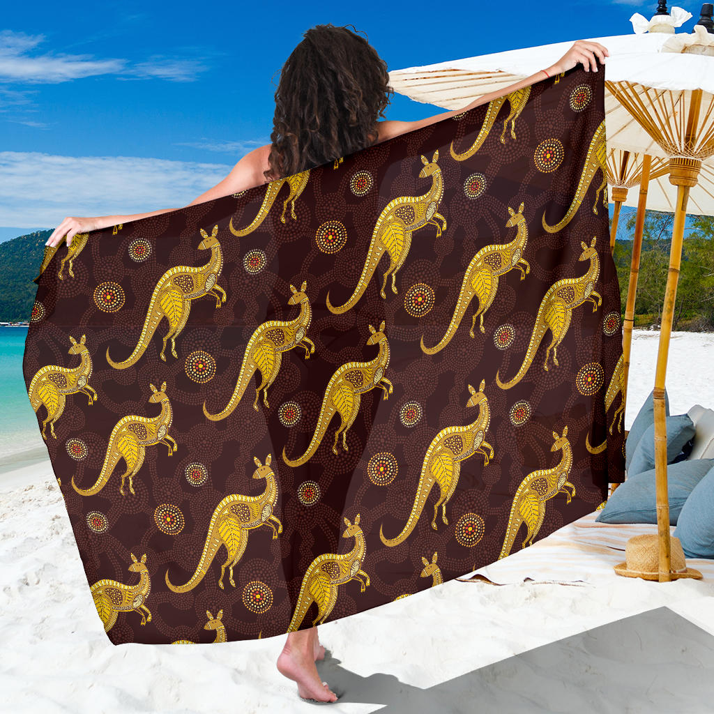 Kangaroos Aboriginal Pattern Print Design 08 Sarong Pareo Wrap