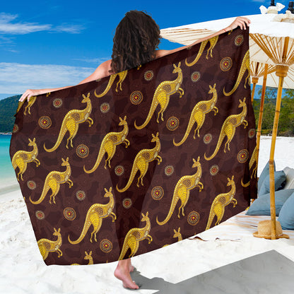 Kangaroos Aboriginal Pattern Print Design 08 Sarong Pareo Wrap