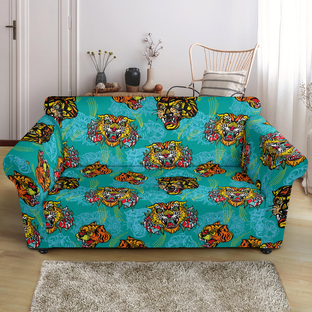 Tattoo Tiger Head Print Design LKS304 Loveseat Couch Slipcover