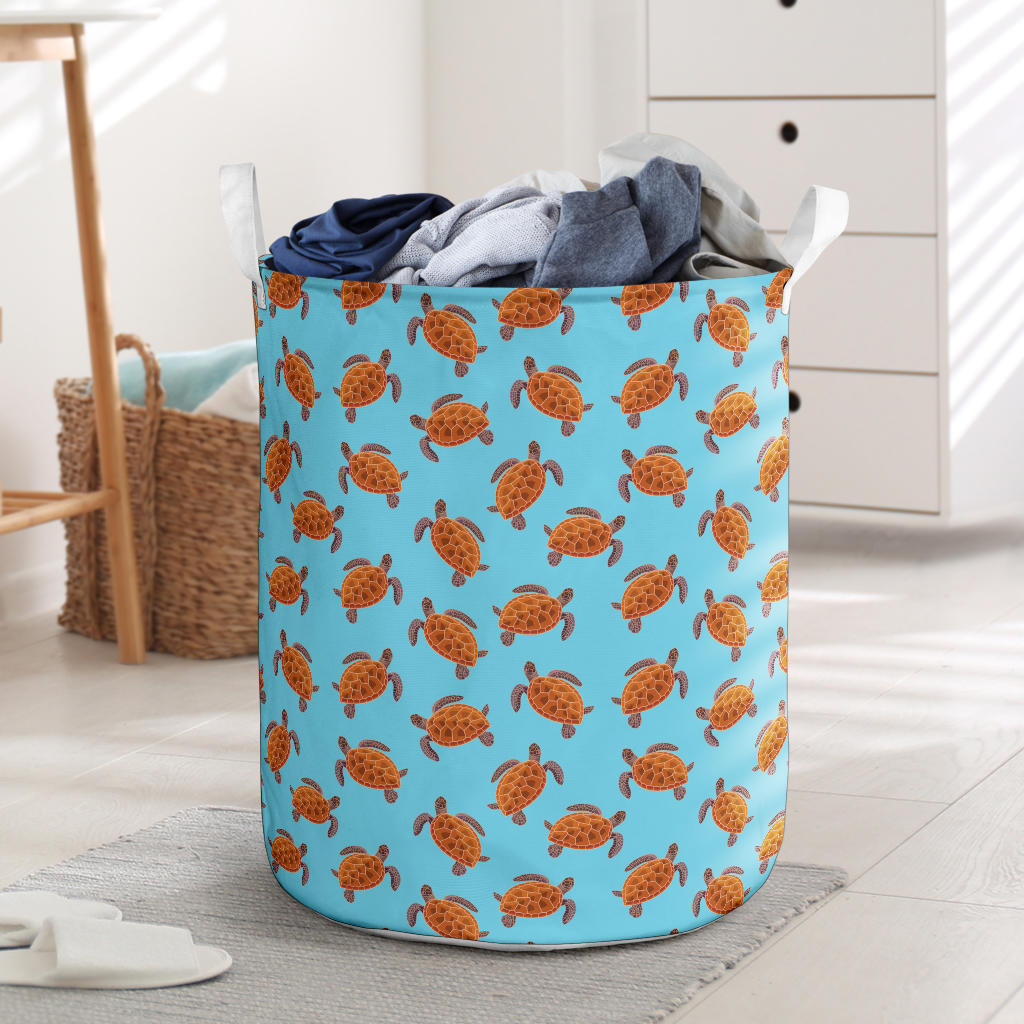 Brow Sea Turtle Print Pattern Laundry Basket