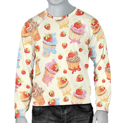 Cupcakes Strawberry Cherry Print Men Long Sleeve Sweatshirt