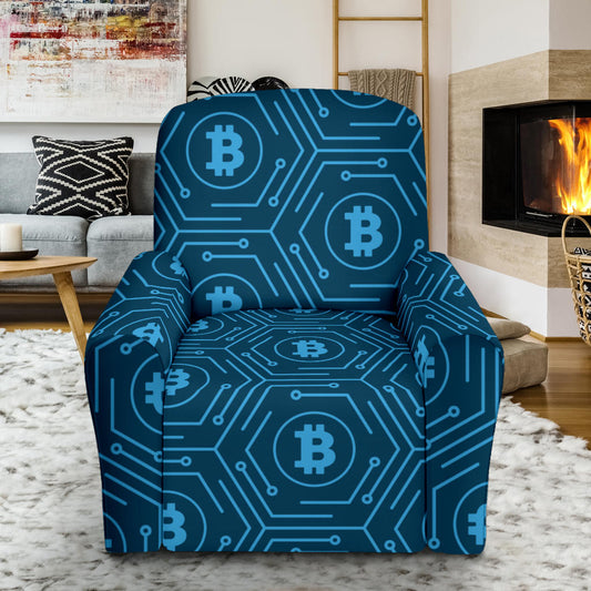 Cryptocurrency Pattern Print Design 04 Recliner Slipcover with Pocket