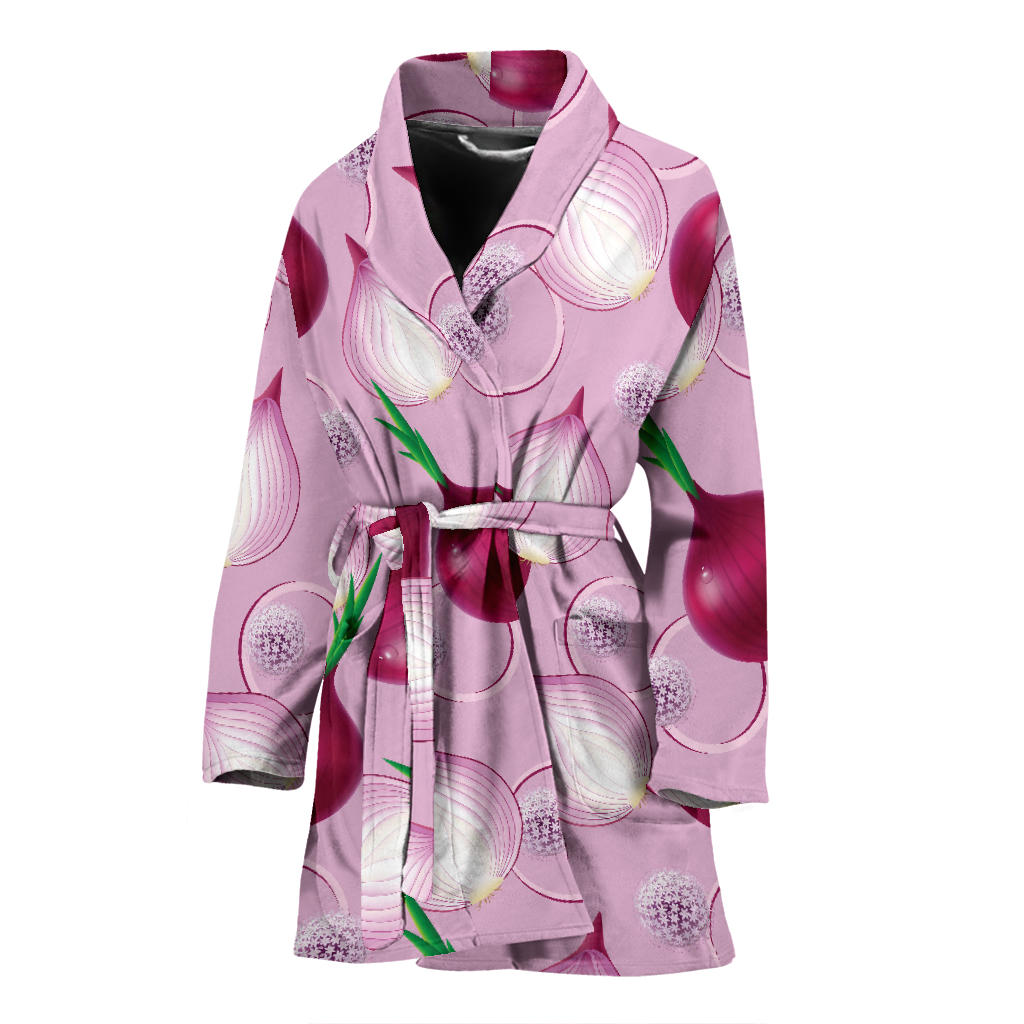 Onion Pattern Print Design A01 Women Bathrobe