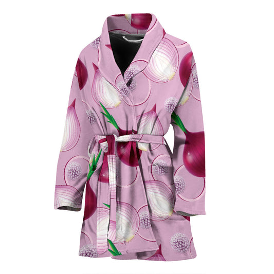 Onion Pattern Print Design A01 Women Bathrobe