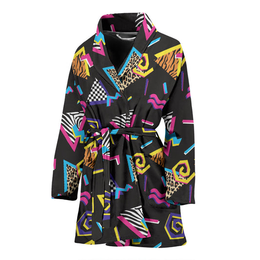 80s Pattern Print Design 3 Women Bathrobe