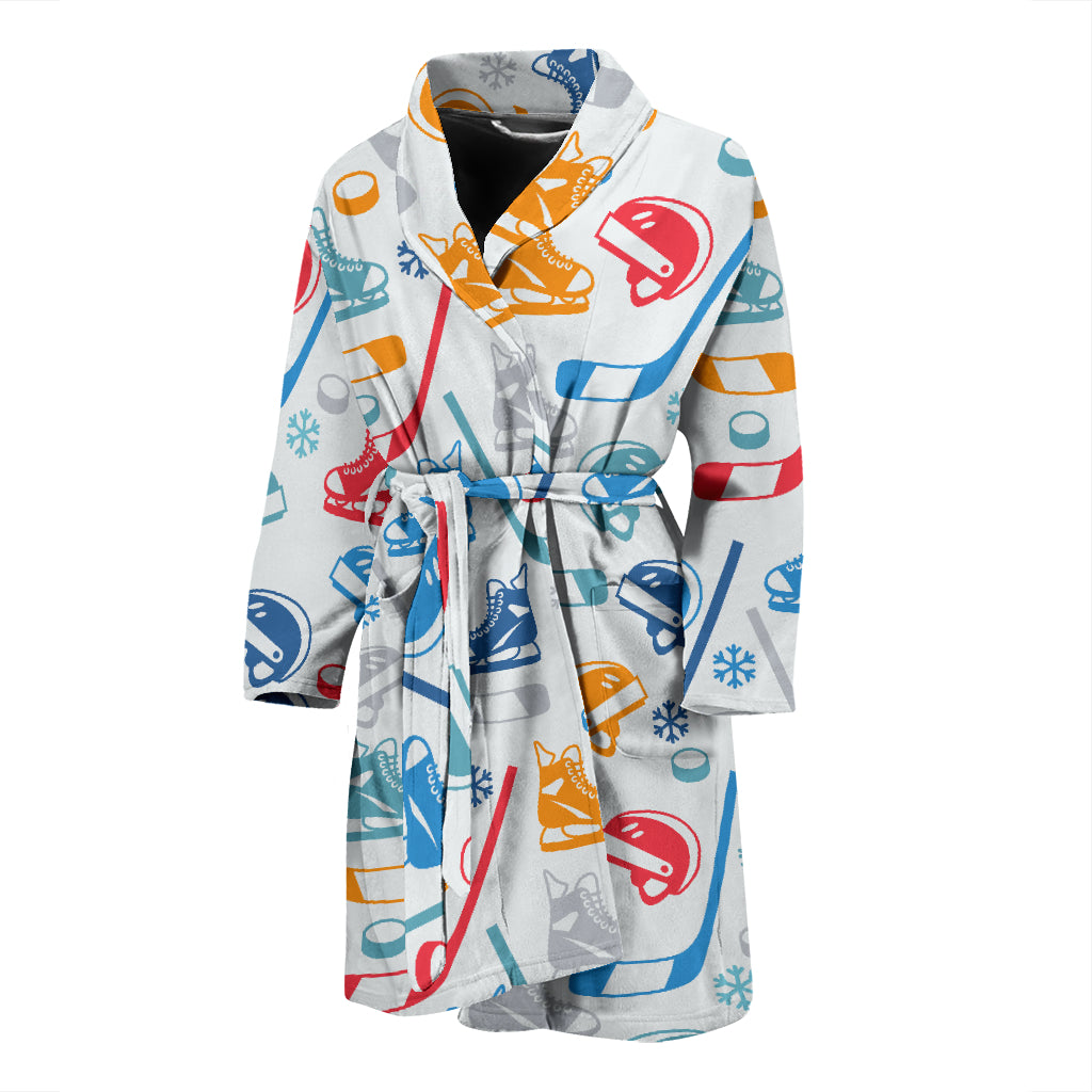 Hockey Equipment Print Design LKS301 Men Bathrobe