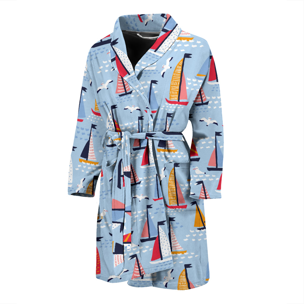 Sailboat Print Design LKS304 Men Bathrobe