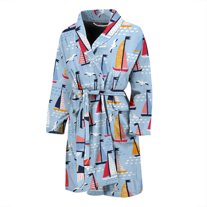 Sailboat Print Design LKS304 Men Bathrobe