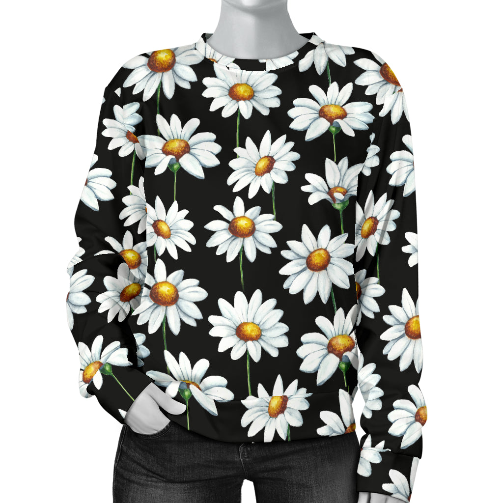 Daisy Print Pattern Women Long Sleeve Sweatshirt