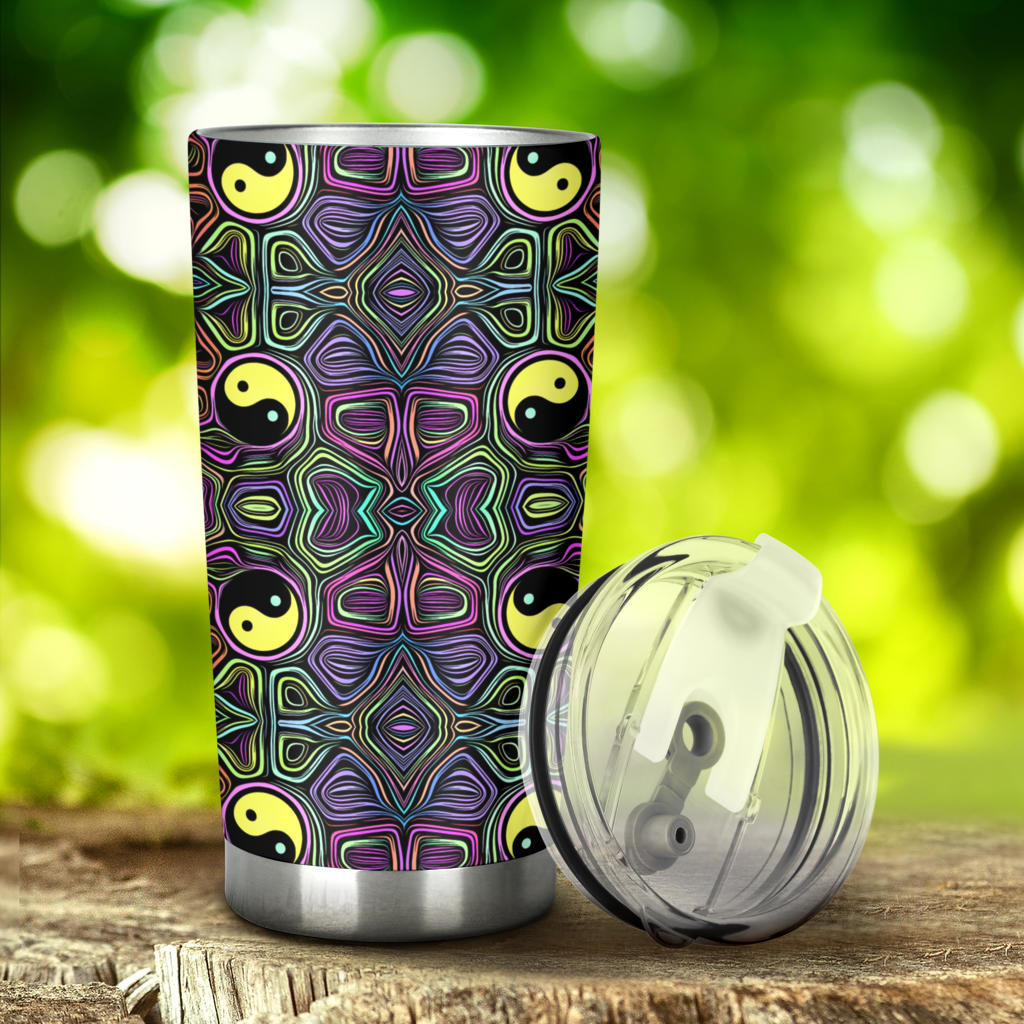 Yin Yang Neon Color Design Print Tumbler