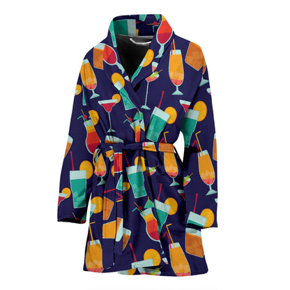 Cocktail Pattern Print Design 06 Women Bathrobe