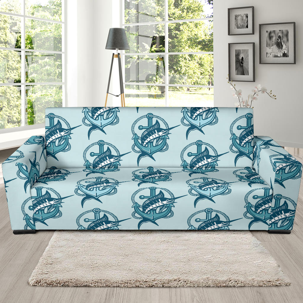 Swordfish Pattern Print Design 03 Sofa Slipcover