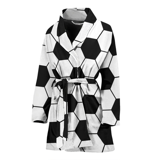 Soccer Ball Texture Print Design LKS303 Women Bathrobe