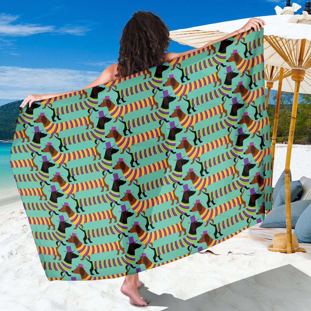 Dachshund Pattern Print Design 05 Sarong Pareo Wrap