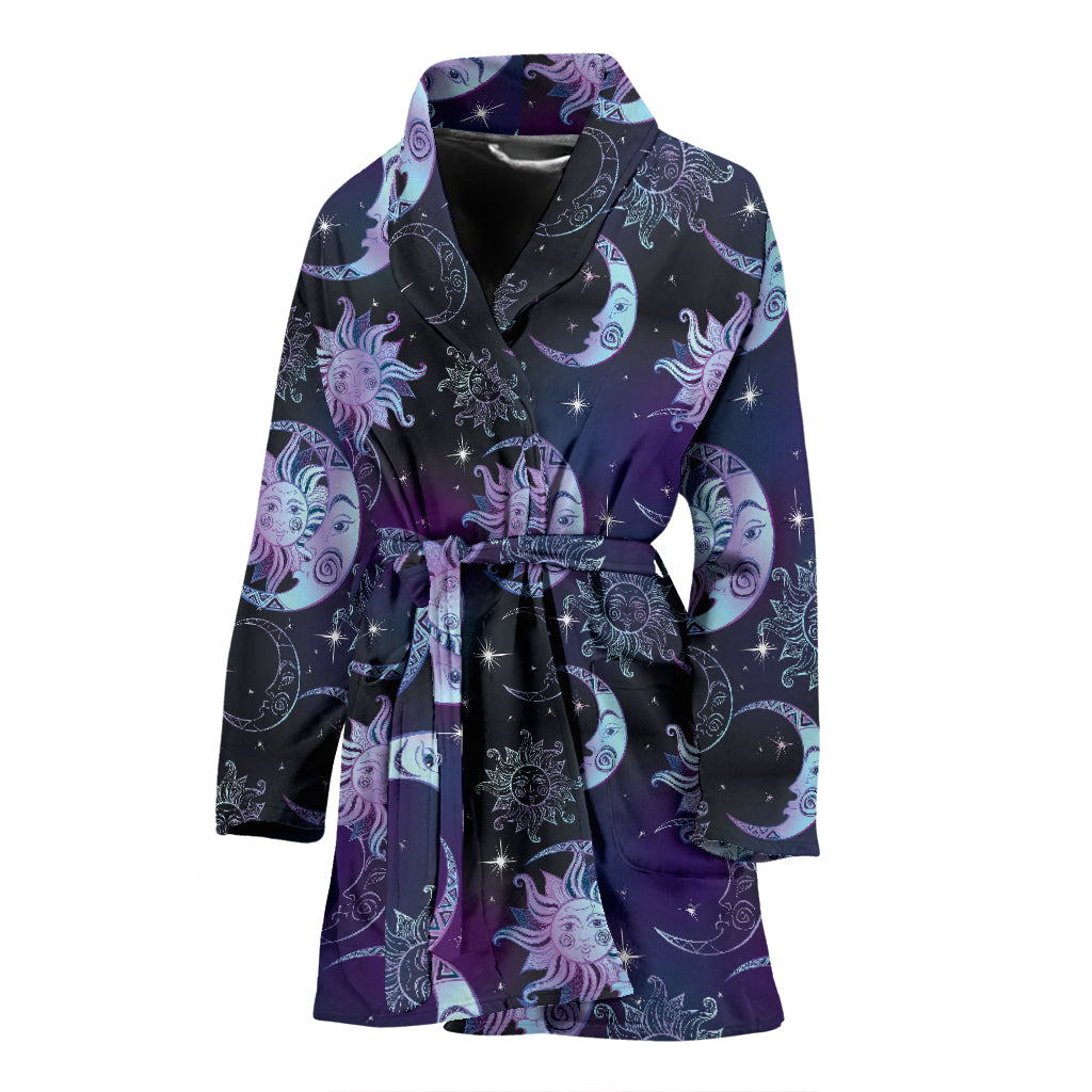 Sun Moon Print Design LKS303 Women Bathrobe