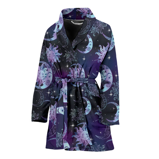 Sun Moon Print Design LKS303 Women Bathrobe