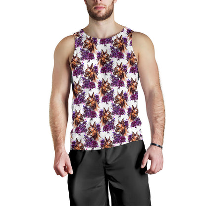 Chihuahua Purple Floral Men Tank Top
