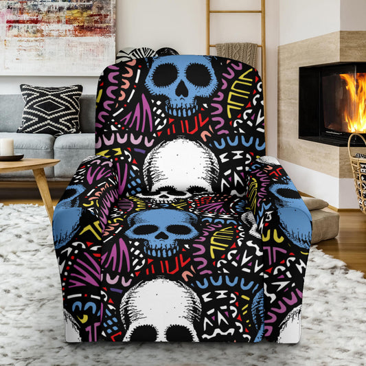Skull Print Design LKS305 Recliner Slipcover with Pocket