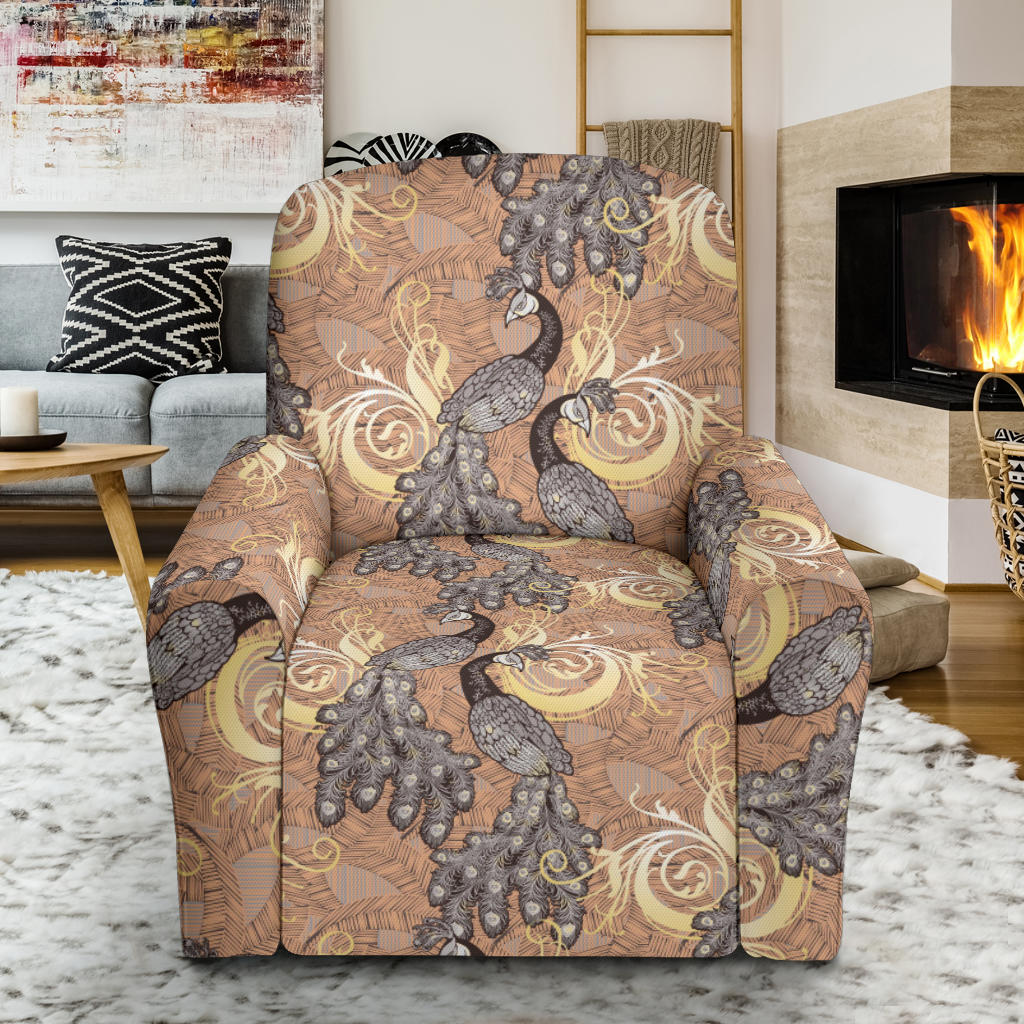 Peacock Pattern Print Design A05 Recliner Slipcover with Pocket