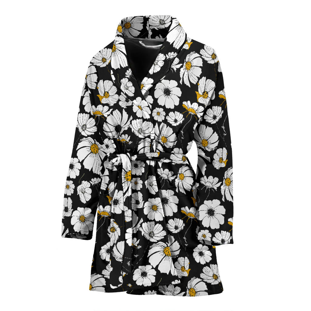 Daisy Pattern Print Design 02 Women Bathrobe
