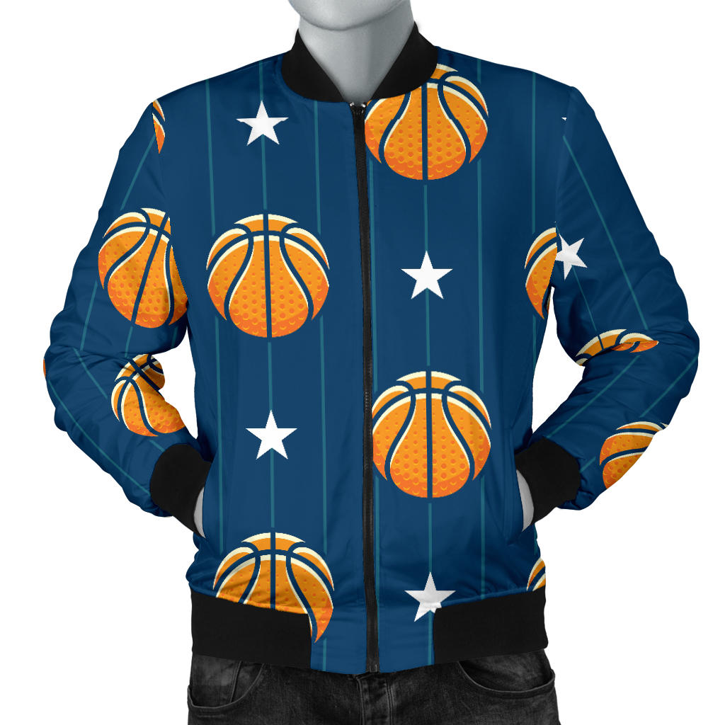 Basketball Star Print Pattern Men Bomber Jacket