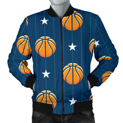 Basketball Star Print Pattern Men Bomber Jacket