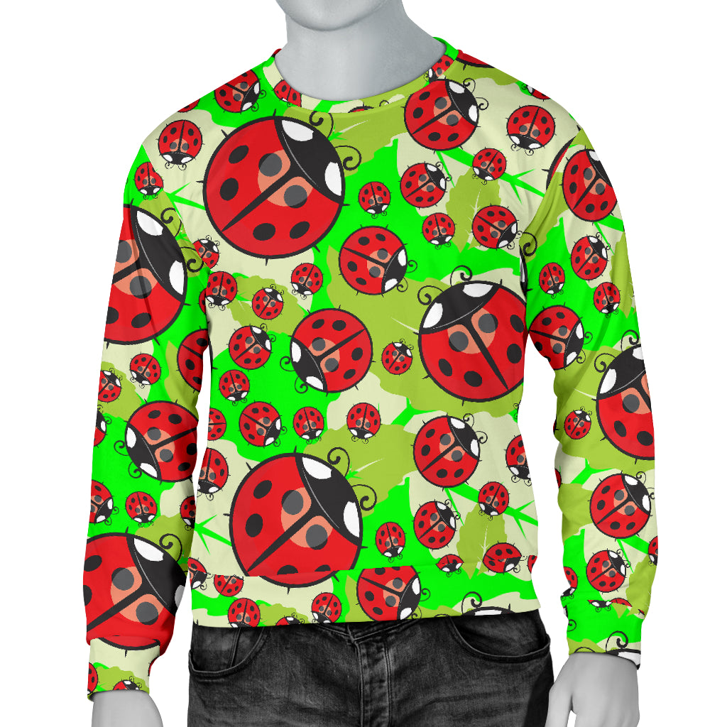 Ladybug with Leaf Print Pattern Men Long Sleeve Sweatshirt