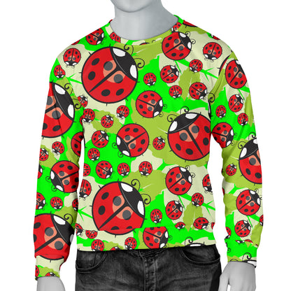 Ladybug with Leaf Print Pattern Men Long Sleeve Sweatshirt