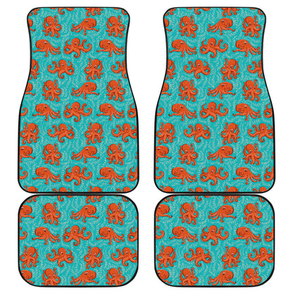 Octopus Cartoon Design Print Themed Car Floor Mats Front Back