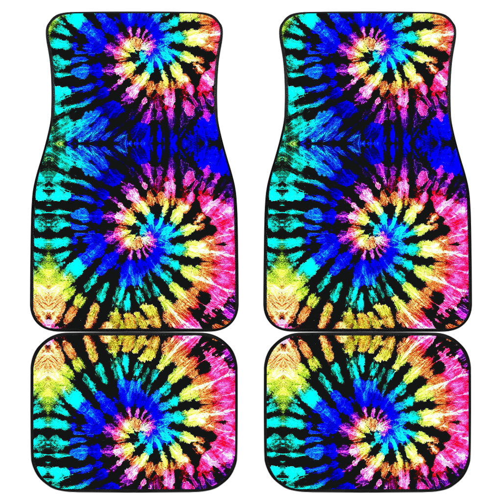 Tie Dye Rainbow Design Print Car Floor Mats Front Back