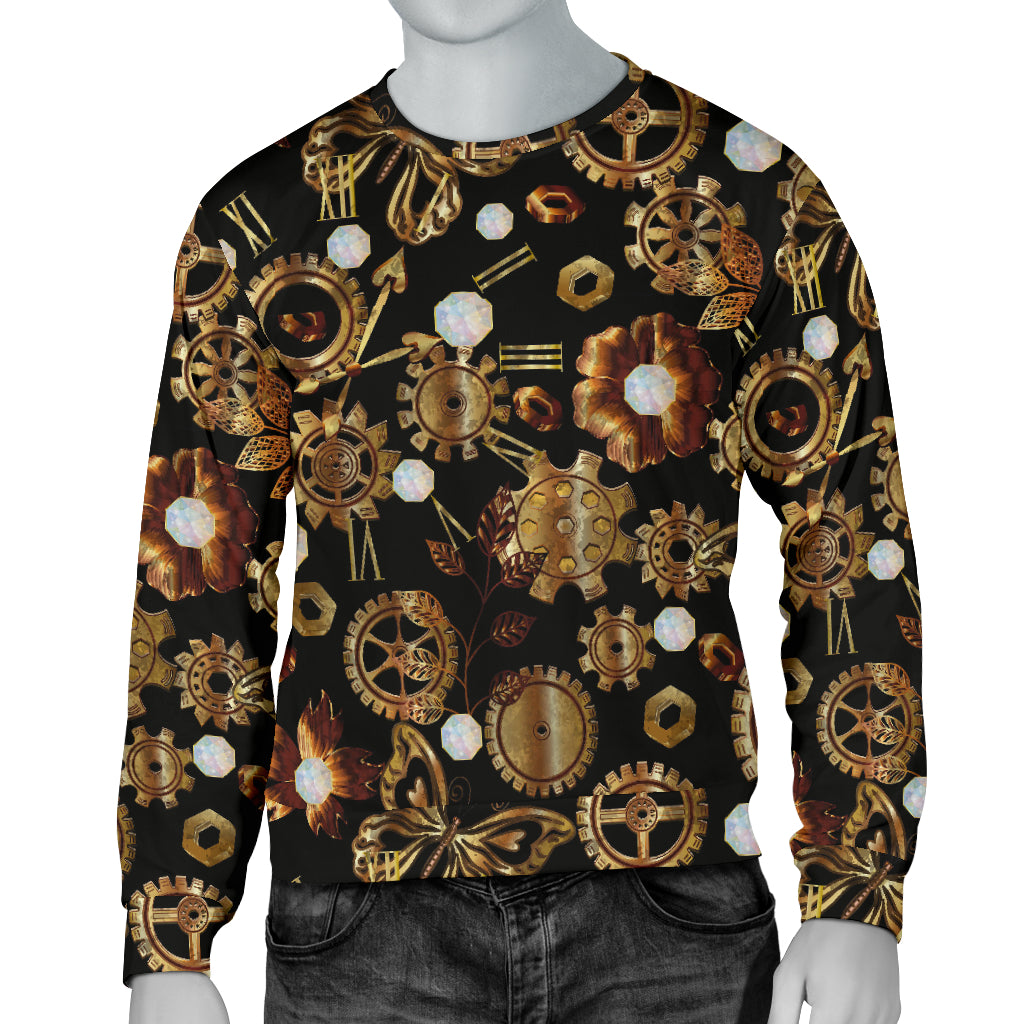 Steampunk Butterfly Design Themed Print Men Long Sleeve Sweatshirt