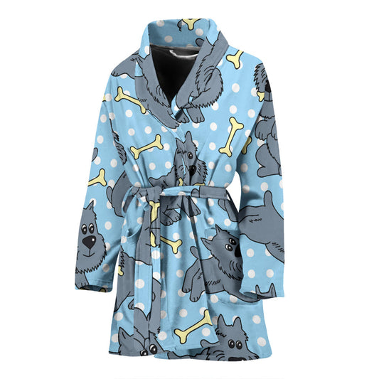 Schnauzers Pattern Print Design A02 Women Bathrobe