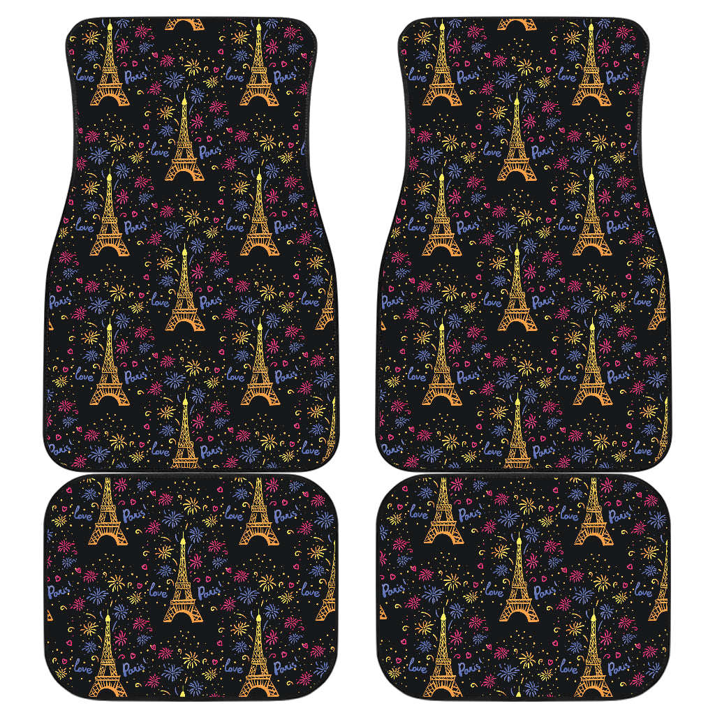 Eiffel Tower Love Paris Print Car Floor Mats Front Back