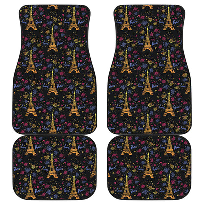 Eiffel Tower Love Paris Print Car Floor Mats Front Back