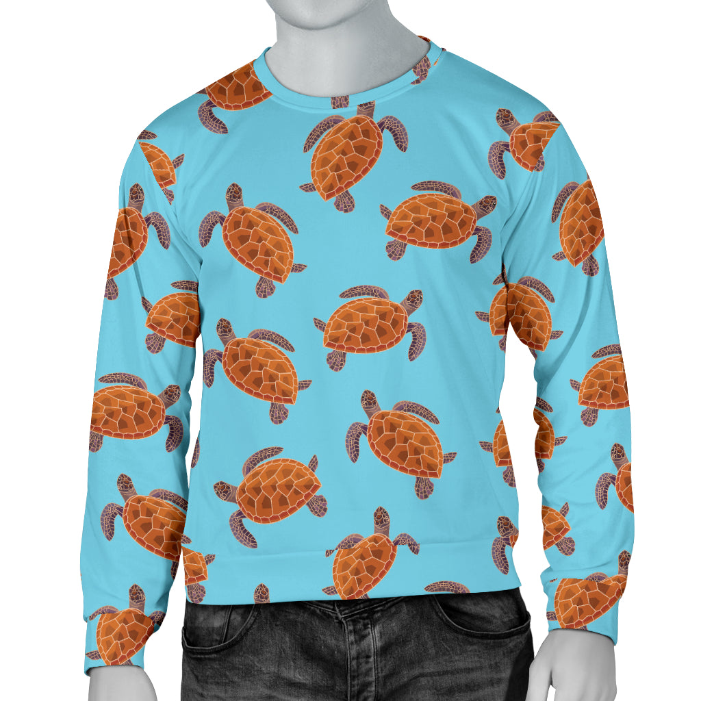Brow Sea Turtle Print Pattern Men Long Sleeve Sweatshirt