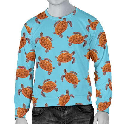 Brow Sea Turtle Print Pattern Men Long Sleeve Sweatshirt