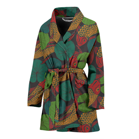 KOI Fish Pattern Print Design 01 Women Bathrobe