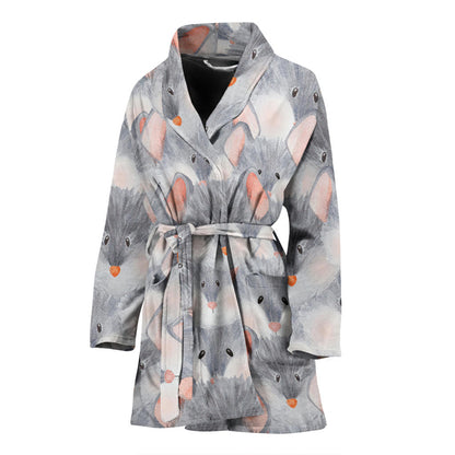 Rat Baby Pattern Print Design 02 Women Bathrobe