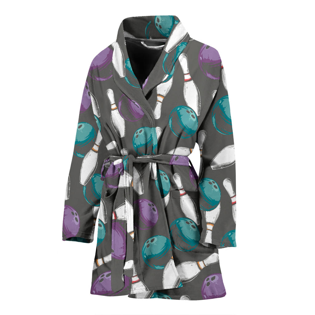 Bowling Pattern Print Design 03 Women Bathrobe