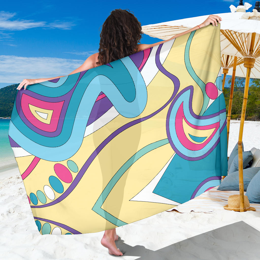Funky Retro Pattern Print Design A01 Sarong Pareo Wrap
