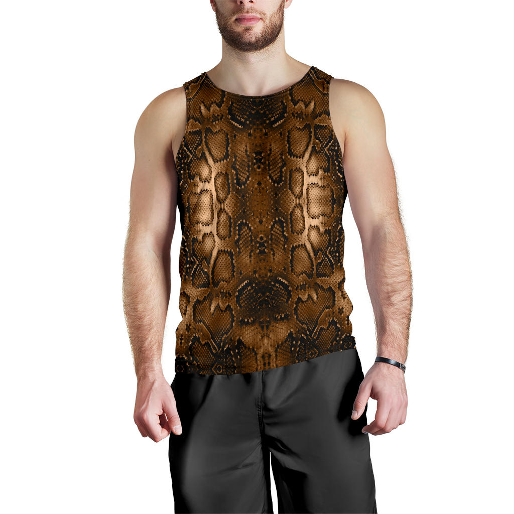 Snake Skin Brown Print Men Tank Top