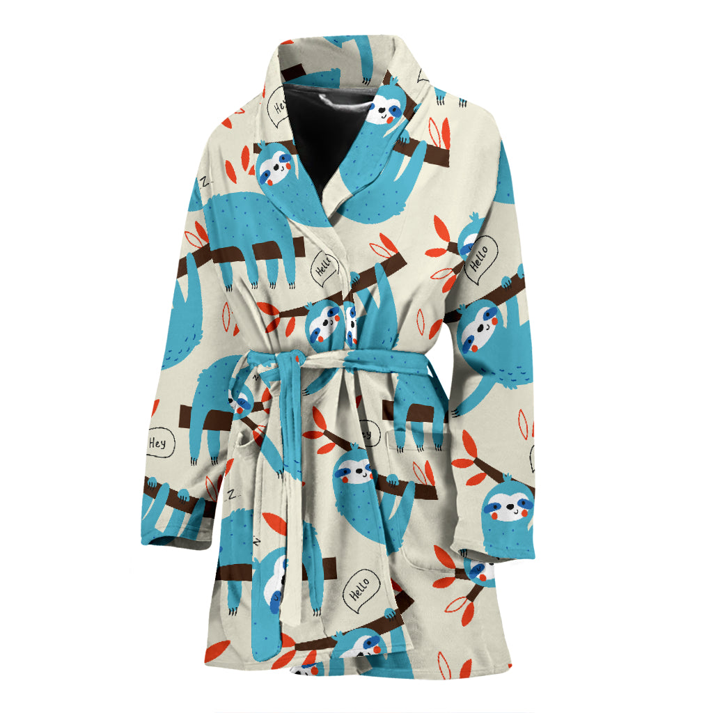Sloth Print Design LKS3011 Women Bathrobe